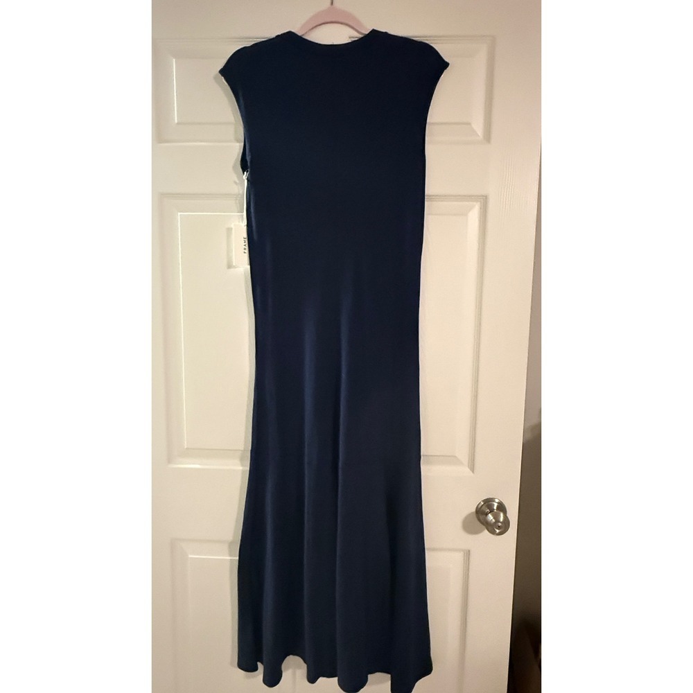 FRAME Dark Blue Sleeveless Crew Neck Maxi Dress Navy Size Medium NWT - Picture 13 of 13
